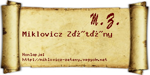Miklovicz Zétény névjegykártya